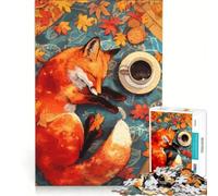 1000 Piece Puzzle For Adults Fox Napping in Autumn Brain Teaser Game Interesting Stress Reduction Every Piece Is Unique 38x26cm
