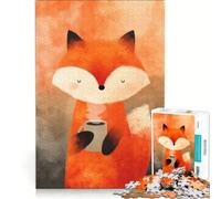 1000 Piece Puzzle For Adults Fox with Coffee Brain Teaser Game Interesting Stress Reduction Every Piece Is Unique 38x52cm