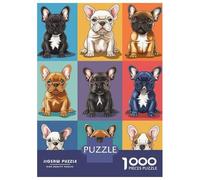 1000 Piece Puzzle for Adults, French Bulldog Variations Artwork, Mindfulness Activity, Idea, Durable Puzzle Pieces, 38x26cm/1000pcs