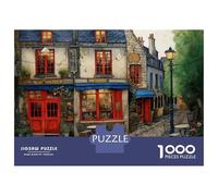 1000-piece Puzzle for Adults French Village Cafe Scene Jigsaw for Adults Anti-Stress Toys Difficult Challenge Unique Birthday And Xmas Gifts 38x26cm/1000pcs