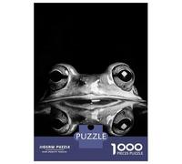 1000 Piece Puzzle for Adults, Frog Close-Up Black And White Photo Artwork, Relaxing Puzzle Experience, Seasonal Gift Choice, Durable Puzzle Pieces, 70x50cm/1000pcs
