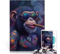 1000 Piece Puzzle For Adults Funky orangutan smoking a cigar Quizspiel Jedes Stück ist einzigartig Anspruchsvolles Familienspiel52x38cm
