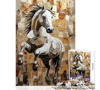 1000-piece Puzzle for Adults Galloping Horse in Dynamic Impasto Art Family Game Presents for Women Toy Wall Decor with Fully Interlocking Randomly Shaped Pieces (38X52cm)