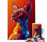 1000-piece Puzzle for Adults Geometric Cat Portrait Help The Brain Exercise Difficult Challenge Relaxing Games for 14+ Puzzle Game Offered (38x52cm)