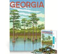1000-piece Puzzle for Adults Georgia Cypress Trees Fine Joint Fun Smart Challenge Fun Quiet Game Time Birthday Hobby Gift (50x75cm)