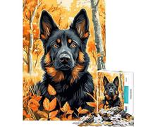 1000 Piece Puzzle For Adults German Shepherd in Autumn Jigsaw Puzzle Toy Wall Decor A Work of Art Deal As Gifts for The Whole Family (Size 50x75cm)