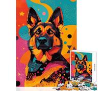 1000-piece Puzzle for Adults German Shepherd Pop Art Toy Wall Decor Great Gift for Games Practical Game Wishlist with Santa Claus Size 38x52cm