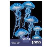 1000-piece Puzzle for Adults Glowing Blue Jellyfish Puzzles for Adults Family Games Presents for Women Unique Birthday And Xmas Gifts 70x50cm/1000pcs