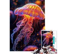 1000 Piece Puzzle For Adults Glowing Fluo Jellyfish Fun Activities at Home Presents for Women Brain Teaser Game for Age 14+ Game (50x75cm)