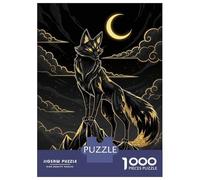 1000-piece Puzzle for Adults Golden Kitsune Under A Crescent Moon Puzzles for Adults Toy Wall Decor Home Decoration Unique Birthday And Xmas Gifts 52x38cm/1000pcs