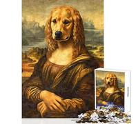 1000-piece Puzzle for Adults Golden Retriever Mona Lisa Relaxing Games But Fun And Humorous Toy Wall Decor Unique Birthday And Xmas Gifts (50X75cm)