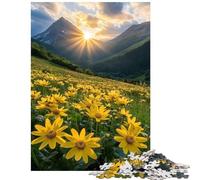 1000-piece Puzzle for Adults Golden Sunset in Mountain Meadow Puzzles for Teenagers Staycation Kill Time Help The Brain Exercise Unique Birthday And Gifts (75x50cm/1000pcs)