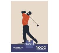 1000 Piece Puzzle for Adults, Golf Player Illustration Artwork, Mindfulness Activity, Festive Season Fun, Precision Cut Pieces, 52x38cm/1000pcs