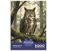 1000-piece Puzzle for Adults Great Horned Owl in Forest Puzzles for Adults Toy Wall Decor Home Decoration Unique Birthday And Xmas Gifts 38x26cm/1000pcs