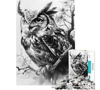 1000 Piece Puzzle For Adults Great Horned Owl Puzzles for Adults Anti-Stress Toys Birthday Present Deal As Gifts for The Whole Family (Size 38x52cm)