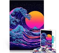 1000 Piece Puzzle For Adults Great Wave Neon Art lustige Spiele für die ganze Familie Geburtstagsgeschenk, Geschenke, Wandkunst52x38cm