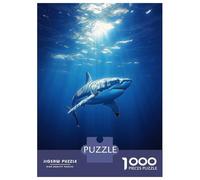 1000 Piece Puzzle For Adults Great White Shark in Ocean Depths Adult Jigsaw Puzzle Relaxing Games Birthday Present Deal As Gifts for The Whole Family 38x26cm/1000pcs