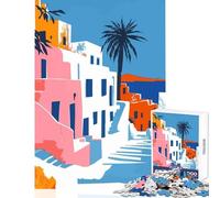 1000-piece Puzzle for Adults Greece Mykonos Minimalist Jigsaw Puzzles for Adults But Fun And Humorous Help The Brain Exercise Gifts for Friends And Family (38x52cm)