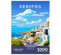 1000 Piece Puzzle for Adults, Greece Serifos Artwork, Mindfulness Activity, Seasonal Gift Choice, Precision Cut Pieces, 38x26cm/1000pcs