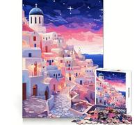 1000 Piece Puzzle For Adults Greek Santorini Evening Neat Cut Decor Focus Game Gift Free Time Play Christmas Wall Decor (50x75cm)