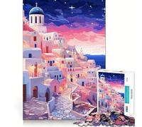1000 Piece Puzzle For Adults Greek Santorini Evening Neat Edge Decor Brain Activity Fun Easy Time Fun Birthday Mind Gift (38x26cm)