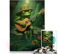 1000 Piece Puzzle For Adults Green Frog Playing Guitar Pädagogisches Familienspiel Wunschliste mit dem Weihnachtsmann38x26cm