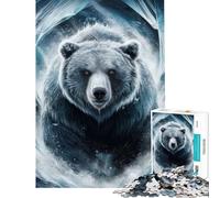 1000 Piece Puzzle For Adults Grizzly Bear Breaking Ice Jigsaw Puzzle Toy Wall Decor A Work of Art Deal As Gifts for The Whole Family (Size 50x75cm)