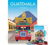 1000 Piece Puzzle For Adults Guatemala Antigua Bus Neat Edge Decor Brain Activity Fun Easy Time Fun Birthday Mind Gift (38x52cm)