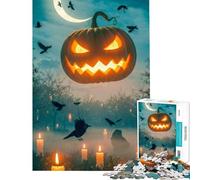 1000 Piece Puzzle For Adults Halloween Pumpkin with Ravens And Candles Puzzle for Adults Family Games For Family Fun Deal As Gifts for The Whole Family (Size 38x52cm)