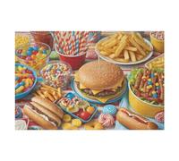 1000 Piece Puzzle for Adults, Hamburger Jigsaw Puzzles, Youths Favorite Foods Puzzles 1000 Pieces, Birthday and Barious Holiday Party for Family Women and Adults, 30x20 in