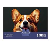 1000 Piece Puzzle for Adults, Happy Corgi Portrait Artwork, Creative Leisure Activity, Idea, Premium Thick Cardboard, 38x26cm/1000pcs