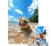 1000-piece Puzzle for Adults Happy Sloth at The Sea Enjoyable Group Leisure Activity Special Festive Holiday Surprise Gifts (50X75cm)