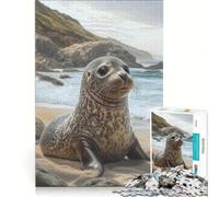 1000 Piece Puzzle For Adults Harbor Seal Pup on The Beach, Educational Games, Improve Memory, Unique Birthday And Xmas Gifts 38X52CM