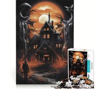 1000 Piece Puzzle For Adults Haunted House Under A Full Moon, Toy Wall Decor, Hand Speed Race, Suitable for Desktop Decoration 50X75CM