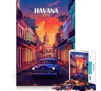 1000-piece Puzzle for Adults Havana Cuba Vintage Travel Poster Fine Joint Fun Smart Challenge Fun Quiet Game Time Birthday Hobby Gift (50x75cm)