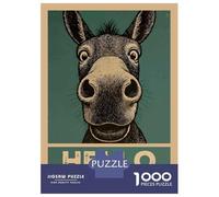 1000 Piece Puzzle for Adults, Hello Sweet Cheeks Donkey Art Artwork, Relaxing Puzzle Experience, Seasonal Gift Choice, Durable Puzzle Pieces, 38x26cm/1000pcs