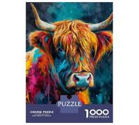 1000 Piece Puzzle for Adults, Highland Cow Oil Effect Artwork, Creative Leisure Activity, Winter Indoor Entertainment, Pieces, 70x50cm/1000pcs