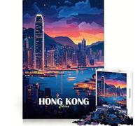 1000 Piece Puzzle For Adults Hong Kong Cityscape at Dusk Neat Cut Decor Focus Game Gift Free Time Play Christmas Wall Decor (38x26cm)