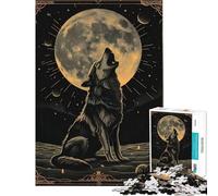 1000-piece Puzzle for Adults Howling Wolf Tarot Card Help The Brain Exercise Difficult Challenge Relaxing Games for 14+ Puzzle Game Offered (38x26cm)