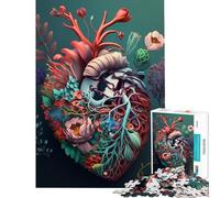 1000 Piece Puzzle For Adults Human Heart with Flowers Jigsaws for Adults Hands-on Game Perfect Decoration Deal As Gifts for The Whole Family (Size 75x50cm)