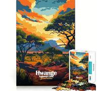 1000-piece Puzzle for Adults Hwange National Park Zimbabwe Illustration Premium Cut Fun Brain Boosting Play Chill Game Play Christmas Calm Gift (50x75cm)