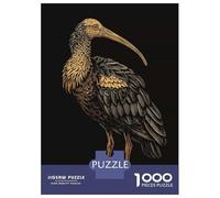 1000-piece Puzzle for Adults Ibis Bird Illustration on Black Background Jigsaws for Adults Family Games Precision Cutting Unique Birthday And Xmas Gifts 52x38cm/1000pcs