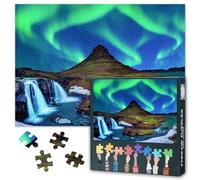 1000 Piece Puzzle for Adults - Iceland Landscape with Northern Lights Aurora Borealis over Snow-Capped Mountains - Premium Photography Art, 1000-Piece Jigsaw Puzzle - Finished Size 27.5x19.7 in
