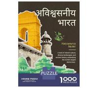 1000 Piece Puzzle for Adults, Incredible India Travel Artwork, Mindfulness Activity, Winter Indoor Entertainment, Precision Cut Pieces, 38x26cm/1000pcs