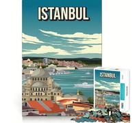 1000 Piece Puzzle For Adults Istanbul Skyline Cityscape Travel Poster Neat Edge Decor Brain Activity Fun Easy Time Fun Birthday Mind Gift (38x52cm)