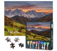 1000 Piece Puzzle for Adults - Italian Dolomites Landscape with Santa Maddalena Mountain Scenery Jigsaw Puzzles for Adults 1000 Pieces, 27.5x19.7 in