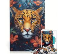 1000-piece Puzzle for Adults Jaguar in Jungle Bloom, Family Game, Decompressing Intellectual, Improving Love between Couples (38x26cm)
