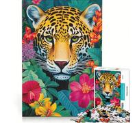 1000-piece Puzzle for Adults Jaguar Tropical Bloom, Family Game, Decompressing Intellectual, Improving Love between Couples (38x52cm)