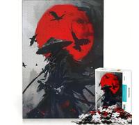 1000-piece Puzzle for Adults Japanese Samurai Red Moon And Ravens, Impossible Game, Staycation Kill Time, Gifts for Friends And Family (38x52cm)