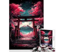 1000 Piece Puzzle For Adults Japanese Torii Gate with Mount Fuji Home Decoration Toys Secret Santa Gifts Practical Game Train Your Brain And Hands Size 50x75cm